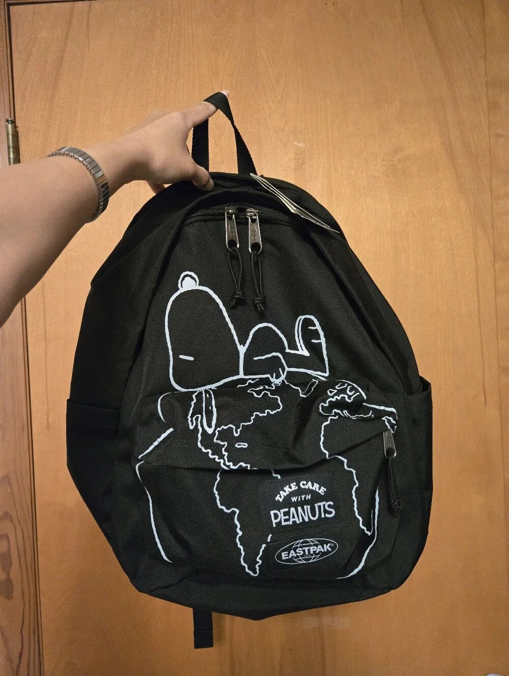 New Eastpak Black Snoopy Graphic Backpack